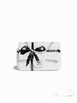 Chanel EVENING BAG Sequins & Gold-Tone Metal AS4561 White&black