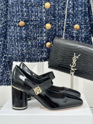 Miss Dior 8cm Pump black Patent Calfskin Elastic strap 