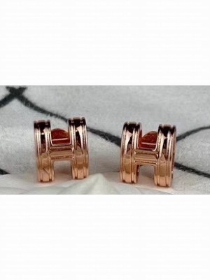 Hermes Pop H Earrings Pink Gold
