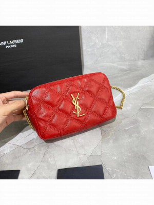 SAINT LAURENT MONOGRAM CHAIN WALLET IN LEATHER 655941 red