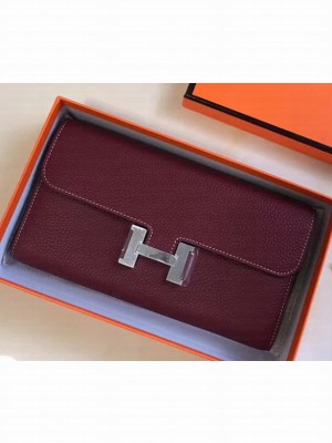 Hermes Epsom Calfskin Constance Long Wallet Clutch Bag Fuchsia