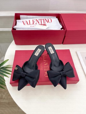 VALENTINO UN CHÂTEAU BOW MULES SATIN 60MM BLACK