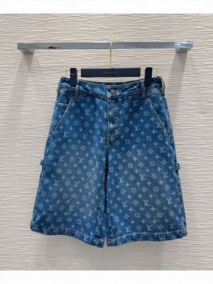 Louis Vuitton Women's Monogram Denim Bermuda Shorts Blue