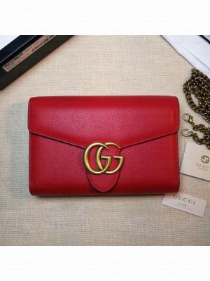 Gucci GG Marmonet Leather Mini Chain Bag 401232 Red Collection