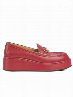Gucci Women's Horsebit Wedge Loafer 794317 Red