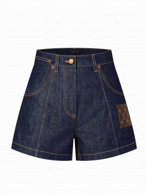 Louis Vuitton Women's High Waist Denim Shorts Dark Blue