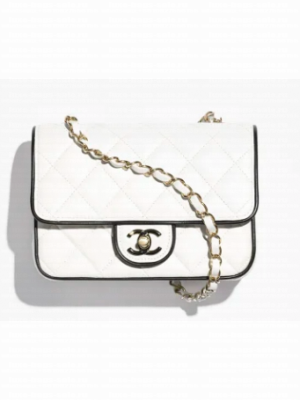 CHANEL MINI FLAP BAG Lambskin AS5151 White & Black