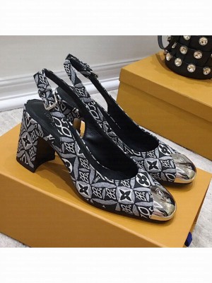 Louis Vuitton Since 1854 Louise Jacquard Slingback Pumps Grey 2021 Collection