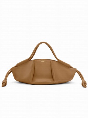 Loewe Small Paseo Bag In Shiny Nappa Calfskin Coffee