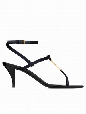 Saint Laurent Women's Cassandra Sandals In Smooth Leather Black