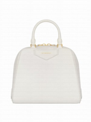 Givenchy Mini Antigona Cube Bag In Leather White