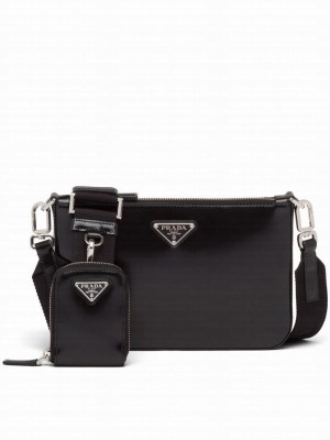Prada Brushed Leather Shoulder Bag 2VH129 Black