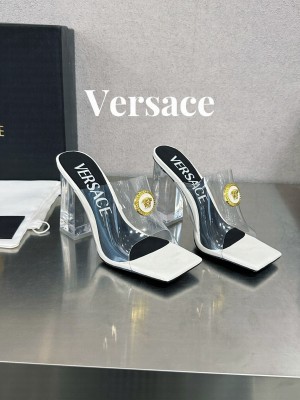 Versace "Alia" clear PVC mule sandals with Medusa medallion 03
