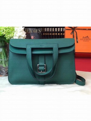 Hermes Halzan Tote Bag in Original Togo Leather Green