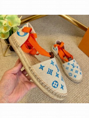 Louis Vuitton Starboard Monogram Canvas Espadrilles with Ankle Laces Orange 2021 Collection