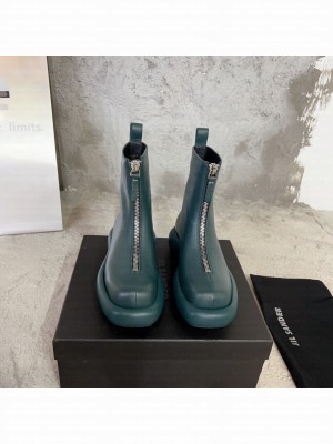 Jil Sander Leather ankle boots with zip closure Green