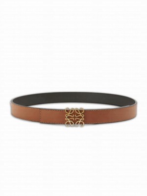 Loewe Reversible Anagram Belt In Smooth Calfskin Dark Coffee