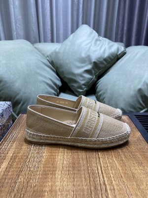 Dior Granville Espadrilles in Gold Metallic Thread Embroidered Cotton 2021 Collection 