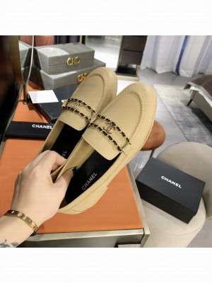 Chanel Calfskin CC Chain Loafers Beige 2021 Collection