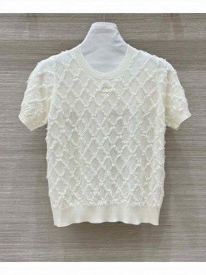 Chanel Women's Diamond Cashmere Top Cream