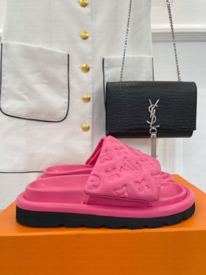 Louis Vuitton Unisex Pool Pillow Comfort Slide Sandals in Monogram Textile pink