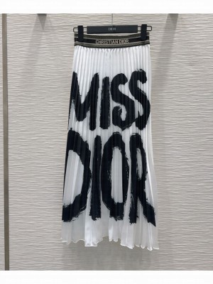 Christian Dior Women's Miss Dior Allover Pattern Skirt White