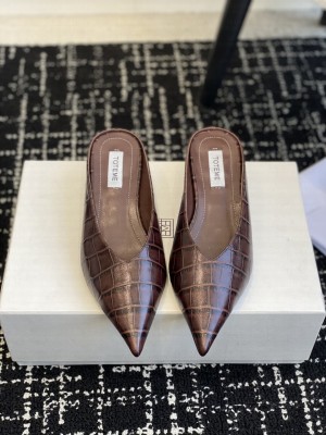 TOTEME Sharp croco-embossed wedge mules brown