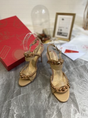 Christian Louboutin Round Studded Beige Sandals 2021 Collection