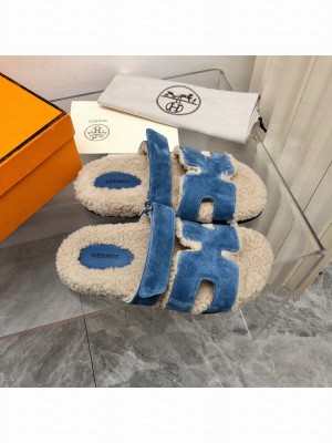 Hermes woolskin Oran Flat Slide Sandals 148 2022 Collection