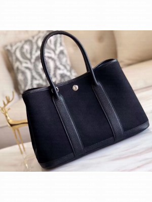 Hermes Canvas Garden Party 30/36 Bag Black