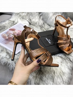 Saint Laurent Crystal Fabric High- Heel Sandals 10cm 01 2021 Collection