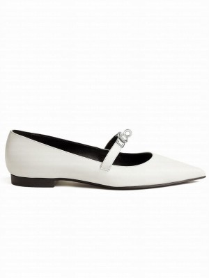 Hermes Women's Kelly Ballet Flat White