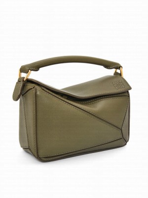Loewe Mini Puzzle Bag In Classic Calfskin Green
