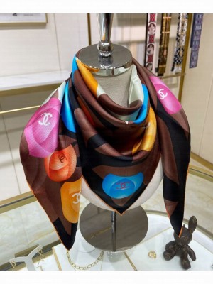 Chanel Women's Square Scarf Dark Coffee