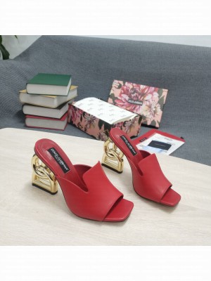 DOLCE & GABBANA Heel 10.5CM CALFSKIN LEATHER MULE RED 2022