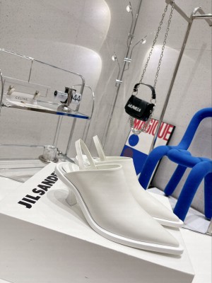 JIL SANDER 6.5cm Lambskin pointed toe Mule White