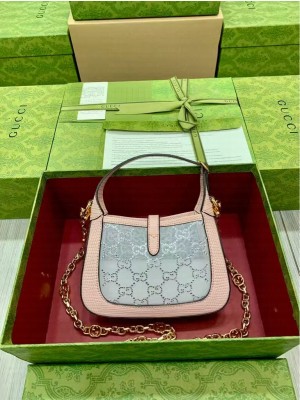 Jackie 1961 mini crystal GG lizard bag 677027 powder pink