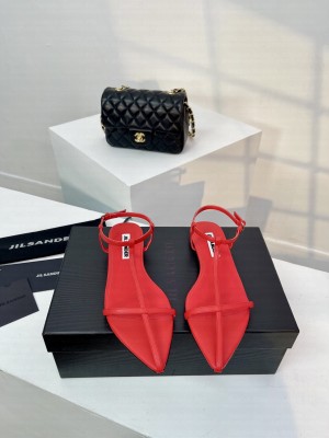 Jil Sander Pointed Toe Caged Sandals Red