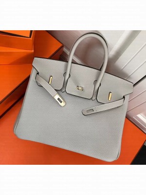 Hermes Birkin 25cm Bag Pearl Gray in Togo Leather With Gold Hardware