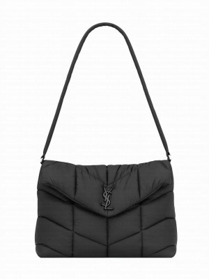 Saint Laurent Puffer Messenger Bag In Econyl Regenerated Nylon Black