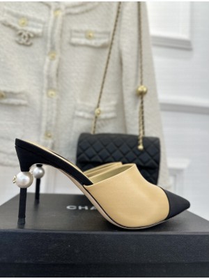Chanel Pearl Heel 8.5cm Slide Mule 04