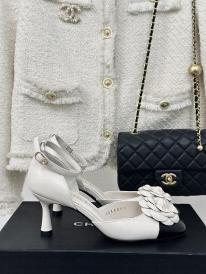 Chanel Lambskin Camellia Bloom 7cm Sandals 06