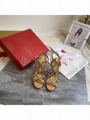 Christian Louboutin Patent Leather Strap Sandals 10cm Nude 2021 Collection