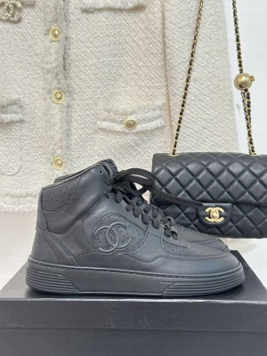 Chanel Calfskin High top Sneakers G45080 Black