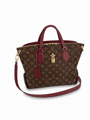 Louis vuitton original FLOWER ZIPPED TOTE MM M44347 Bordeaux