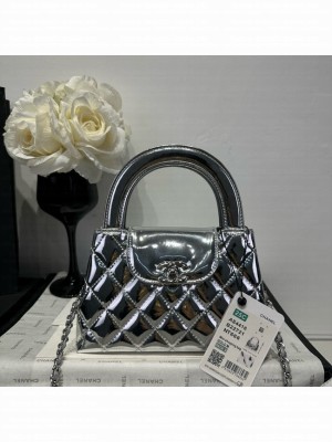 Chanel MINI SHOPPING BAG Patent leather AS4416 Silver
