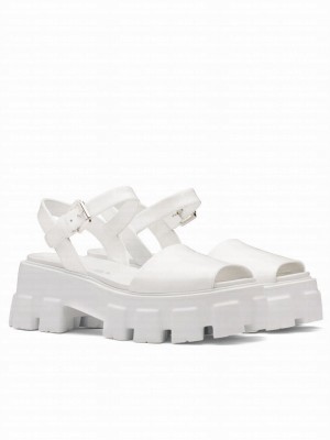 Prada Women's Monolith Brushed Leather Sandals White