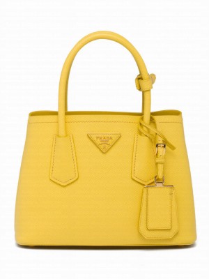 Prada Double Saffiano Leather Mini Bag Yellow