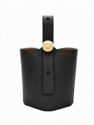 Loewe Mini Pebble Bucket Bag In Mellow Calfskin Black