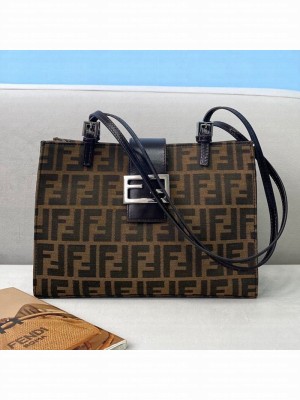 Fendi Vintage Horizontal FF Canvas Small Tote Bag Brown  2021 Collection